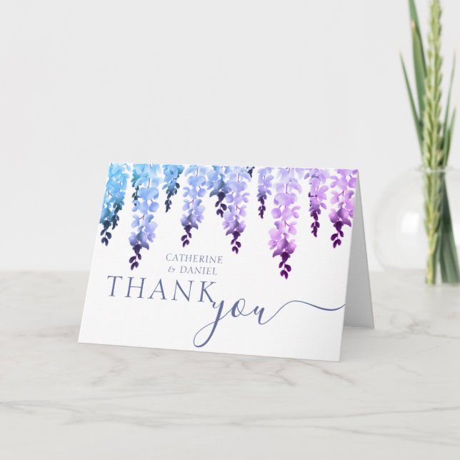 Wedding Thank You Watercolor Wisteria Floral (Front)