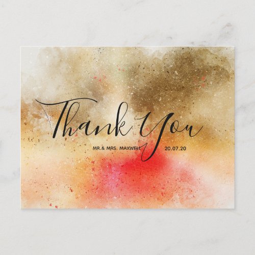 Wedding Thank You  Watercolour Script Postcard