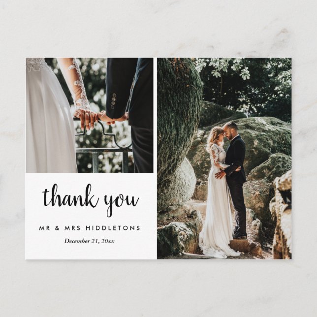 Wedding Thank You Whimsical | Two Photos Postcard (Front)