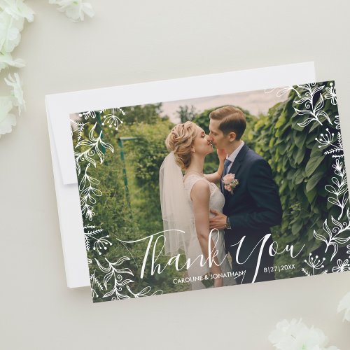 Wedding Thank You White Floral Framed Photo