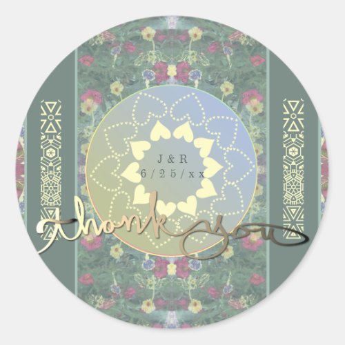 Wedding thank you Wildflower Classic Round Sticker