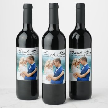 Wedding Thank You Wine & Sparkling Wine Labels by HappyMemoriesPaperCo at Zazzle