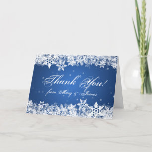 Wedding Thank you Winter Snowflakes Blue Sapphire