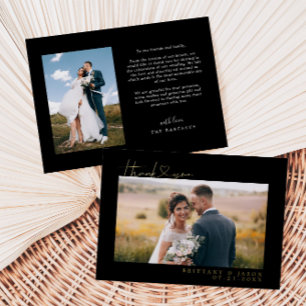 Wedding Thank You with Heart Black Foil Invitation