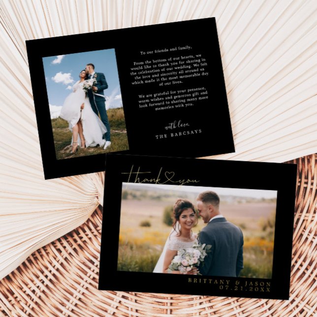 Wedding Thank You with Heart Black Foil Invitation (Creator Uploaded)