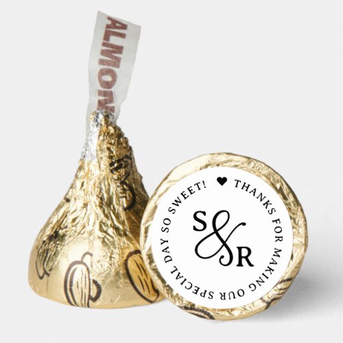 Wedding thank you with initials  hersheys kisses