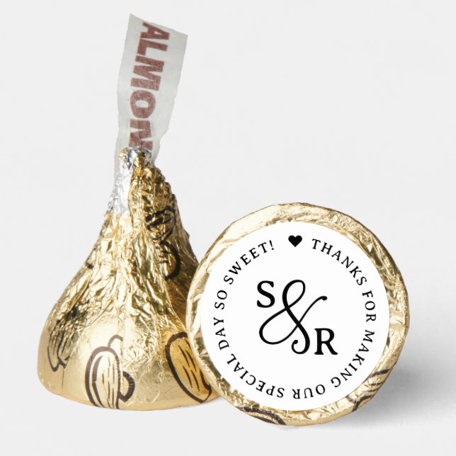 Wedding thank you with initials  hershey®'s kisses® (Front)