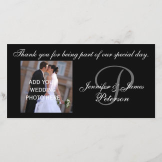 Wedding Thank You with Monogram P Names Photo Card