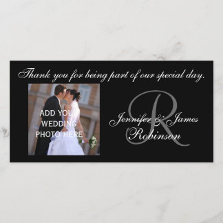 Wedding Thank You with Monogram R Names Photo Card