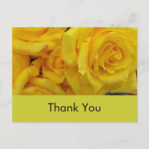 wedding thank you yellow rose flowers postcard