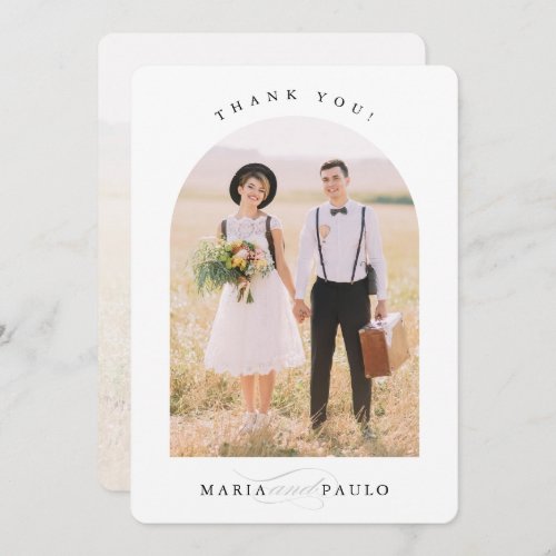 WEDDING THANKS couple photo cute modern arch frame Invitation