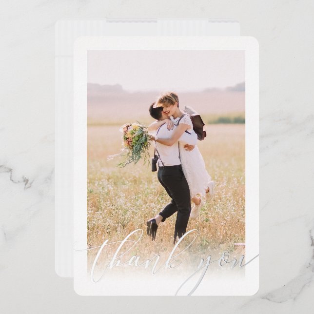 WEDDING THANKS modern photo minimalist overlay Foil Invitation (Envelope)