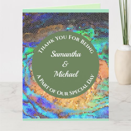 Wedding Thanks Mosaic Neon Appreciation Guest Thank You Card