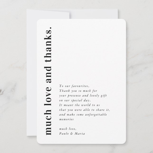 WEDDING THANKS photo simple modern side message Invitation (Front)