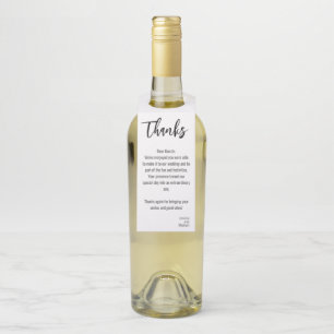 💍 Wedding Thanks with photo Minimalist Elegant  Bottle Hanger Tag
