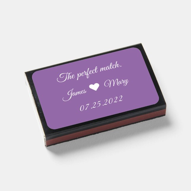 Wedding. The perfect match. Amethyst Orchid Matchboxes (Front Closed)