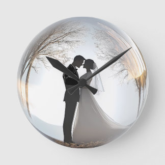 Wedding Theme Romantic Round Clock