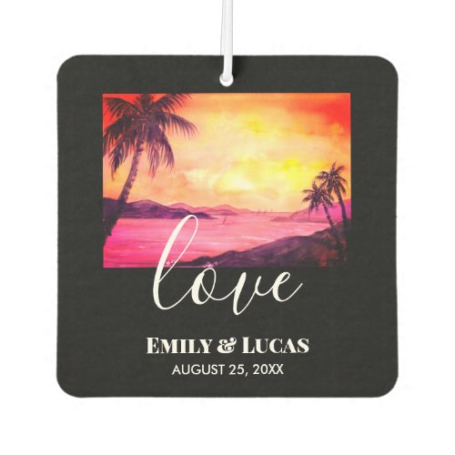 Wedding Theme Tropical Beach Sunset Watercolor Air Freshener