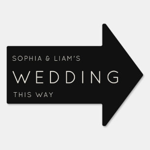 Wedding this way arrow dusty Black Sign