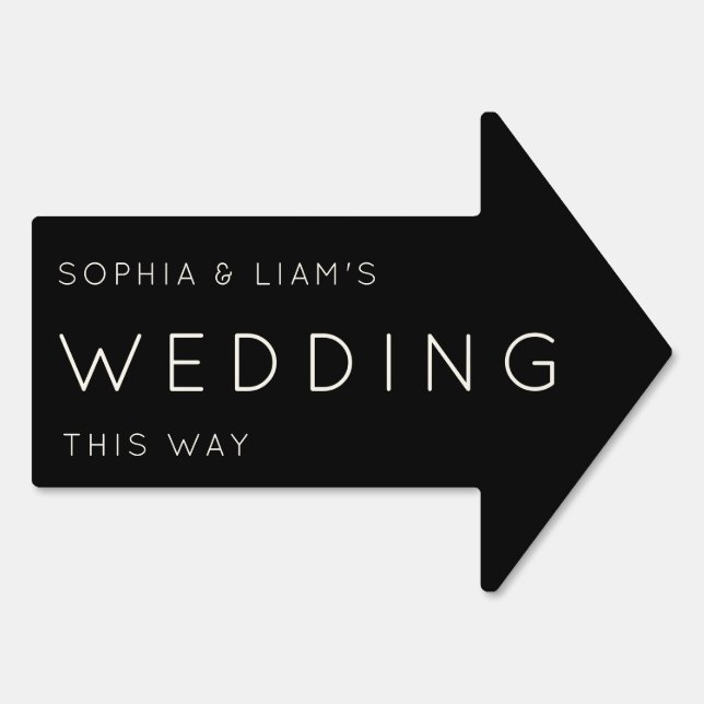 Wedding this way arrow dusty Black Sign (Back)