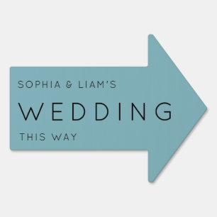 Wedding this way arrow dusty Blue Sign