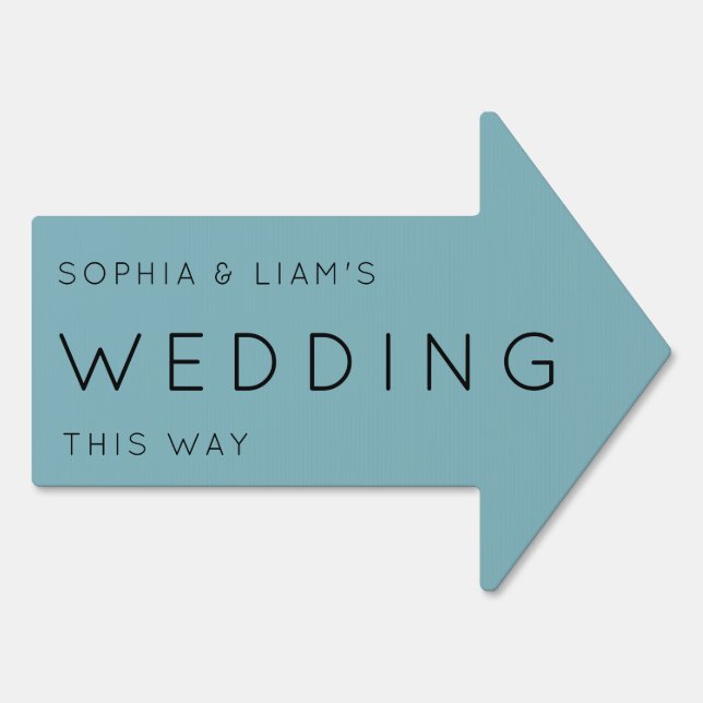 Wedding this way arrow dusty Blue Sign (Back)