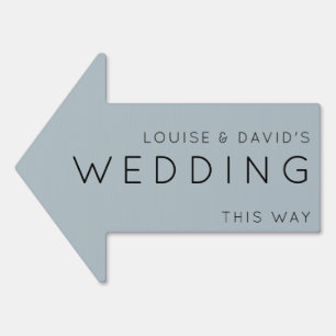 Wedding this way arrow dusty blue Yard Sign