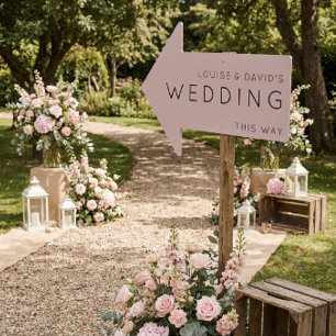 Wedding this way arrow dusty rose Yard Sign