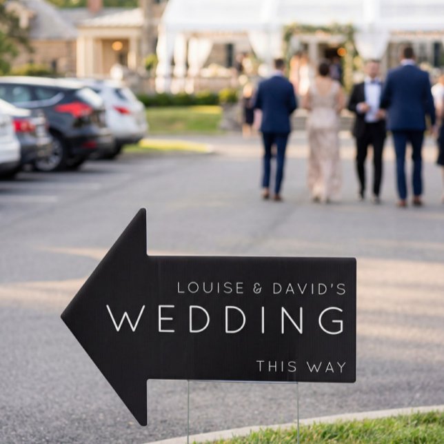 Wedding This Way Arrow Minimalist Black Yard Sign (Creator Uploaded)
