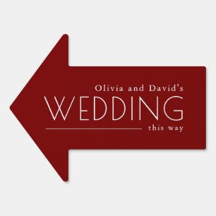 Wedding This Way Arrow Modern Red Yard Sign