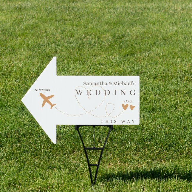 Wedding this way arrow Plane Flight Sign (Insitu)