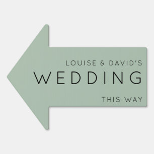 Wedding this way arrow sage minimalist Yard Sign
