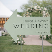Wedding this way arrow sage minimalist Yard Sign