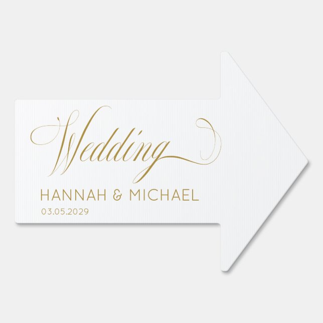 "Wedding This Way Arrow"  Script Font, Elegant Sign (Back)