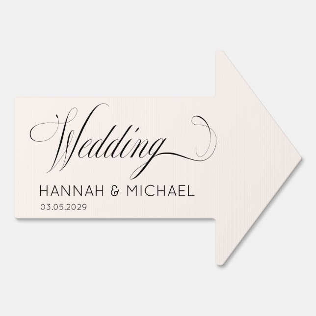 "Wedding This Way Arrow"  Script Font, Elegant Sign (Back)