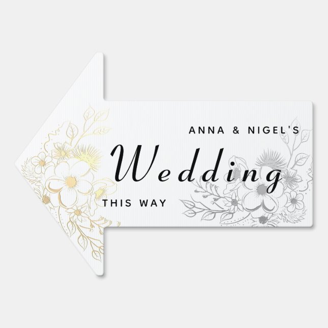 Wedding This Way Arrow Yard Sign (Front)