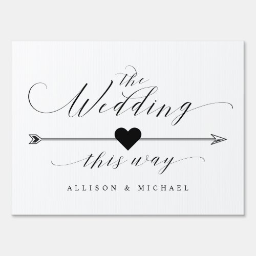 Wedding This Way Calligraphy Script Arrow Custom Sign