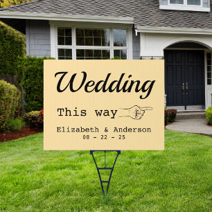 Wedding This Way Elegant Directional Yard Sign