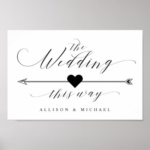 Wedding This Way Elegant Script Directional Sign