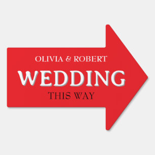Wedding This Way Personalized Custom Red Sign