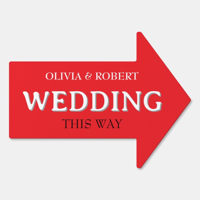 Wedding This Way Personalized Custom Red  Sign (Back)
