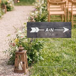 Wedding This Way Rustic Wood Texture Direction Sign
