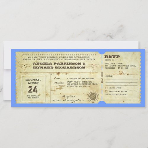 wedding ticket - change the background color personalized invite