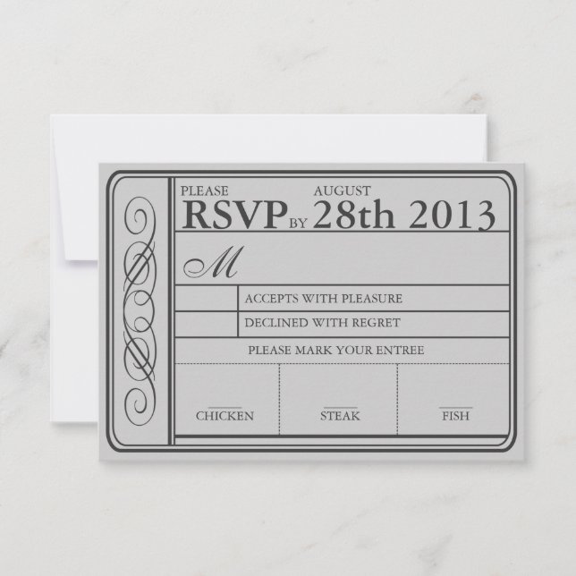 Wedding Ticket RSVP  II  Punchout Gray (Front)