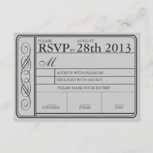 Wedding Ticket RSVP  II  Punchout Gray Card