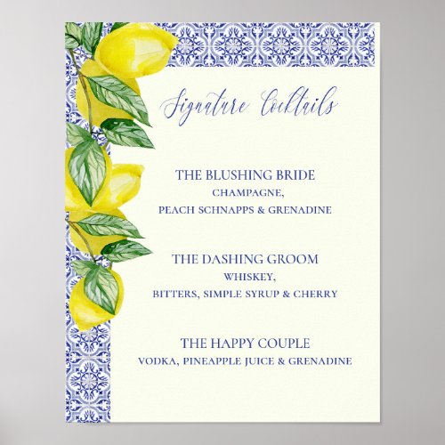 Wedding Tile Signature Cocktails Positano Poster