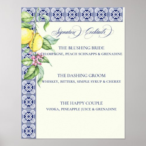 Wedding Tile Signature Cocktails Positano Poster