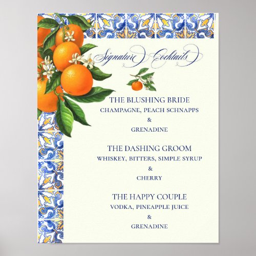 Wedding Tile Signature Cocktails Sorrento Poster