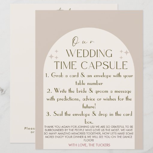 Wedding Time Capsule Custom Card | Zazzle