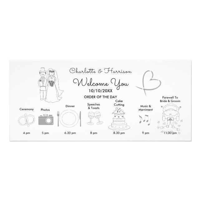 Wedding Time Line Program Cute Icons (Front)